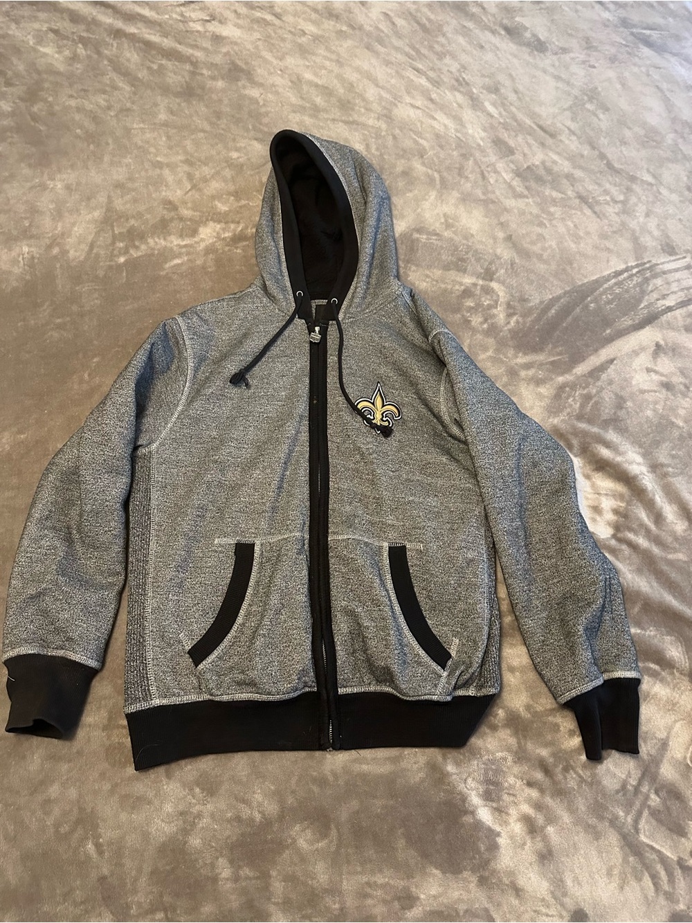New Orleans Saints Y2K Pro Line NFL Gray Full Zip Hoodie Size Medium